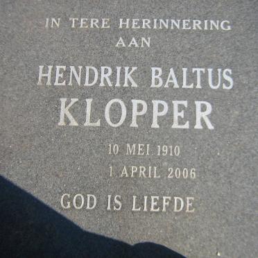 KLOPPER Hendrik Baltus 1910-2006 &amp; Martha Elizabeth 1916-2008