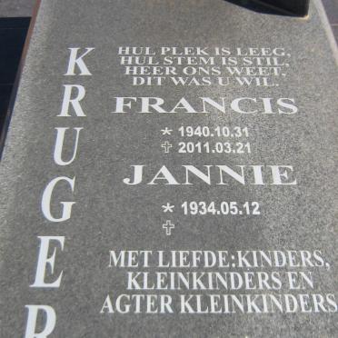 KRUGER Jannie 1934- &amp; Francis 1940-2011