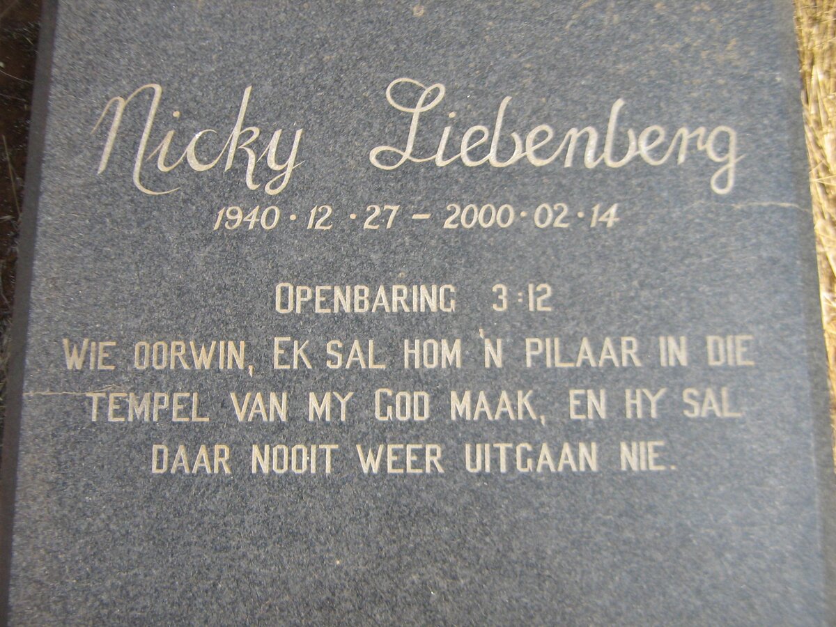 LIEBENBERG Nicky 1940-2000