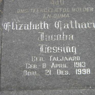 LESSING Elizabeth Catharina Jacoba nee TALJAARD 1913-1998
