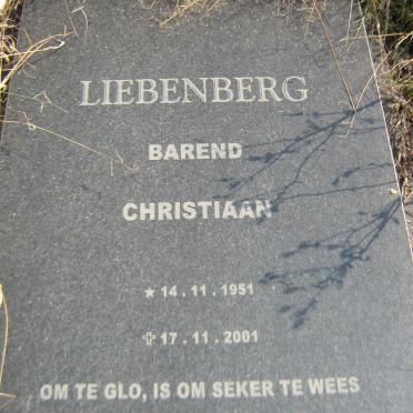 LIEBENBERG Barend Christiaan 1951-2001