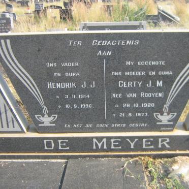 MEYER Hendrik J.J., de 1914-1996 &amp; Gerty J.M. VAN ROOYEN 1920-1977