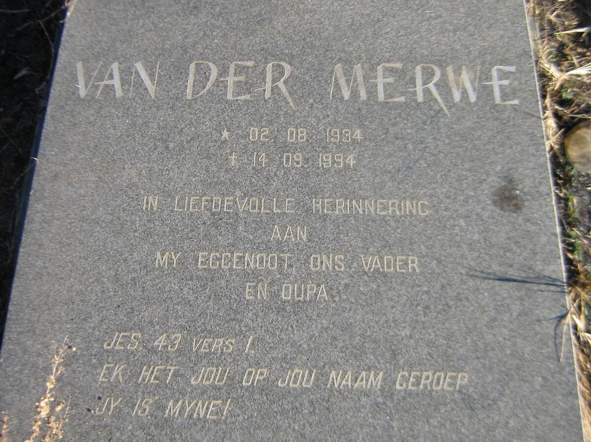 MERWE, ? van der 1934-1994