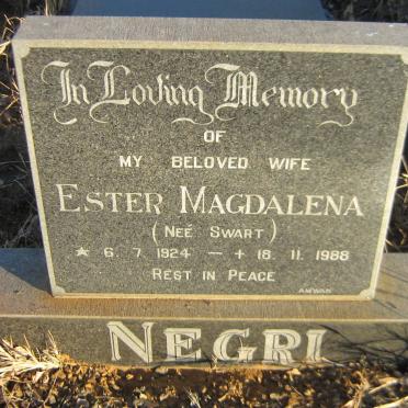 NEGRI Ester Magdalena nee SWART 1924-1988