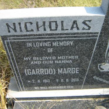 NICHOLAS Marge nee GARROT 1913-2015