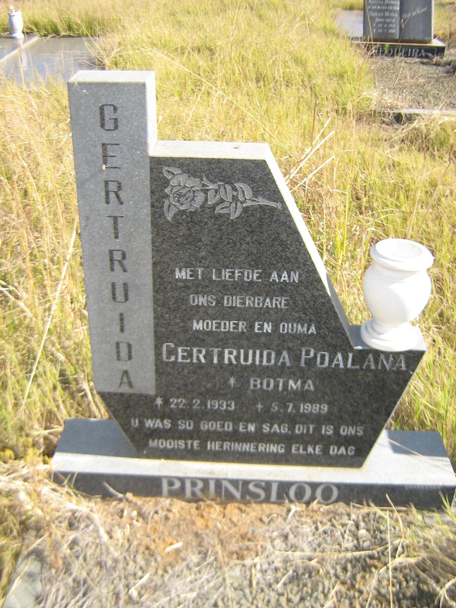 PRINSLOO Gertruida Poalana nee BOTMA 1933-1989