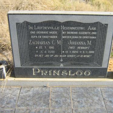 PRINSLOO Zacharias C.M. 1916-2000 &amp; Johanna M. HENNOP 1924-1986