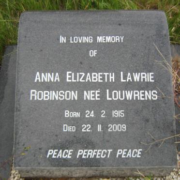 ROBINSON Anna Elizabeth Lawrie nee LOUWRENS 1915-2009