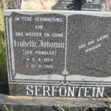 SERFONTEIN Isabella Johanna nee PRINSLOO 1904-1983