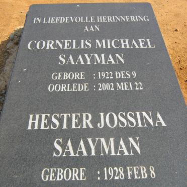 SAAYMAN Cornelis Michael 1922-2002 &amp; Hester Jossina 1928-