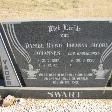 SWART Daniel Ryno Johannes 1907-1981 &amp; Johanna Jacoba BADENHORST 1920-