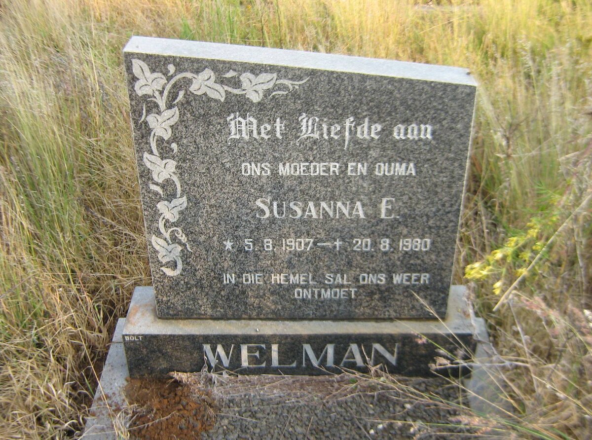 WELMAN Susanna E. 1907-1980