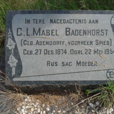 BADENHORST C.L. Mabel, formerly SPIES, nee ADENDORFF 1874-1954