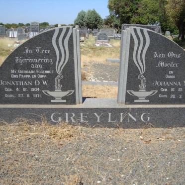 GREYLING Jonathan D.W. 1904-1971 &amp; Johanna Maria 1907-1988