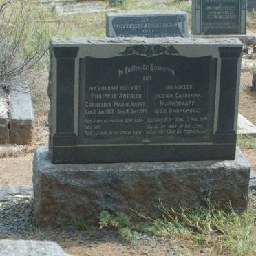 MARKGRAAFF Philippus Andries Cornelius 1866-1944 &amp; Hester Catharina SWANEPOEL 1871-1958