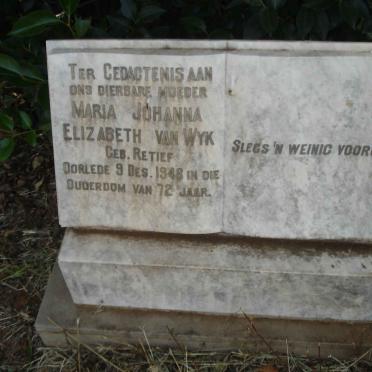 WYK Maria Johanna Elizabeth, van nee RETIEF -1948