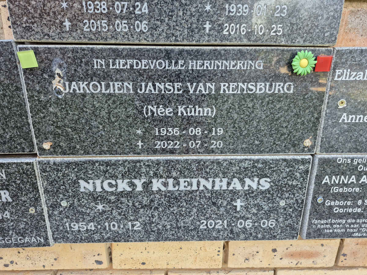 RENSBURG Jakolien, Janse van 1936-2022