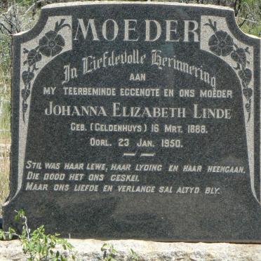 LINDE Johanna Elizabeth nee GELDENHUYS 1888-1950