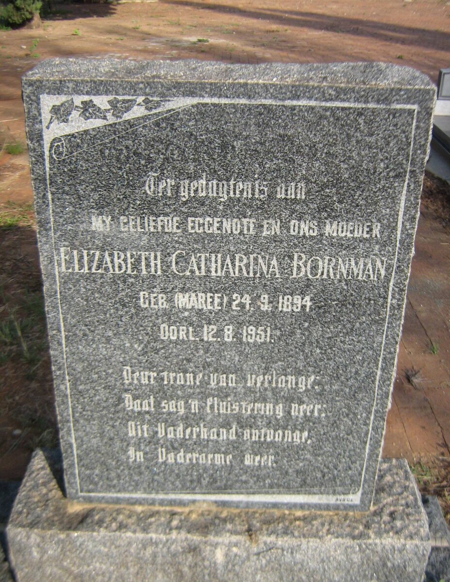 BORNMAN Elizabeth Catharina nee MAREE 1894-1951