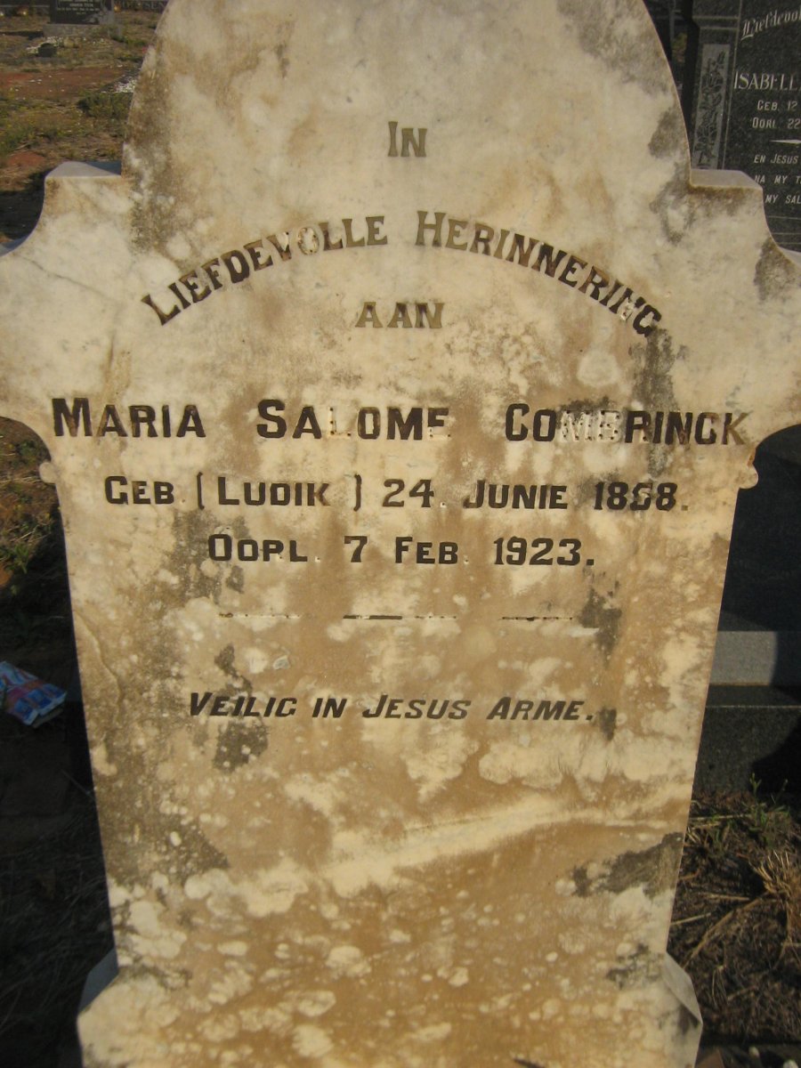 COMBRINCK Maria Salome nee LUDIK 1858-1923