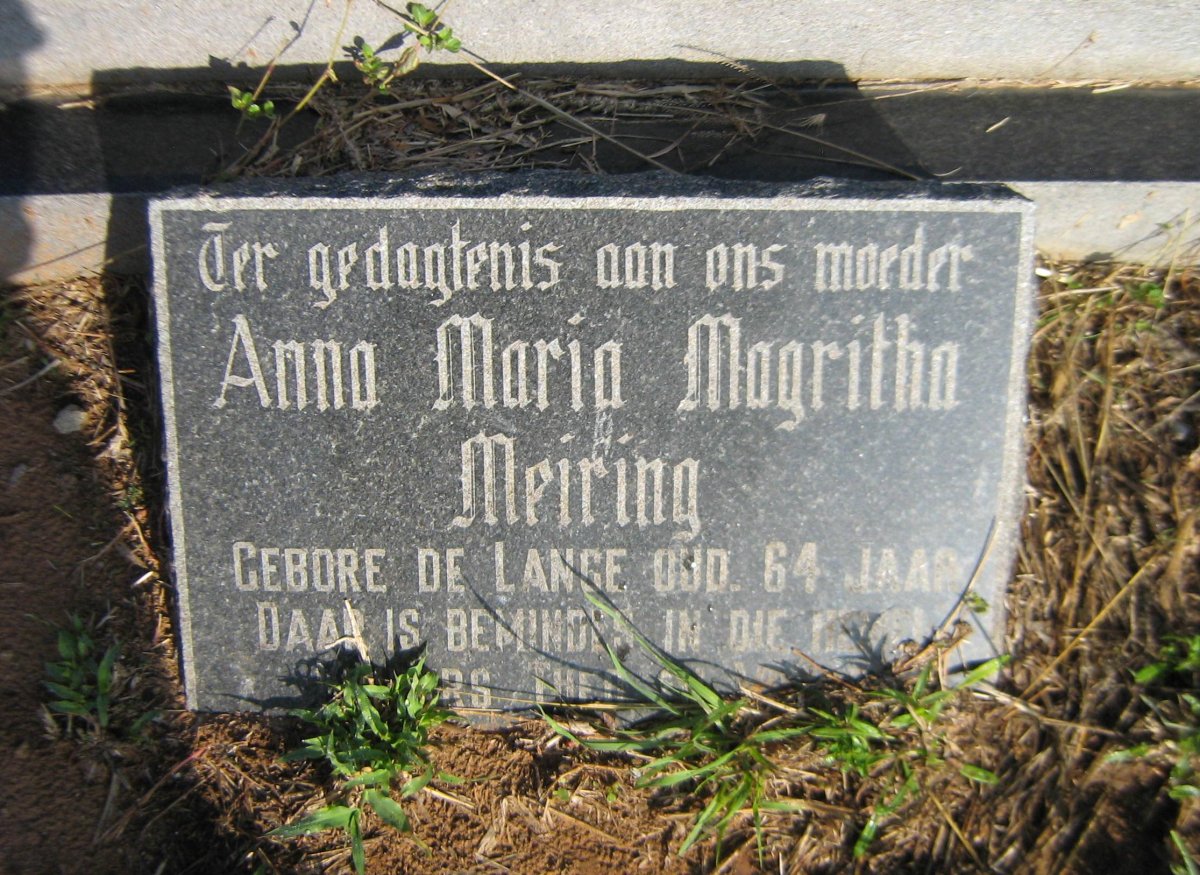 MEIRING Anna Maria Magritha nee DE LANGE