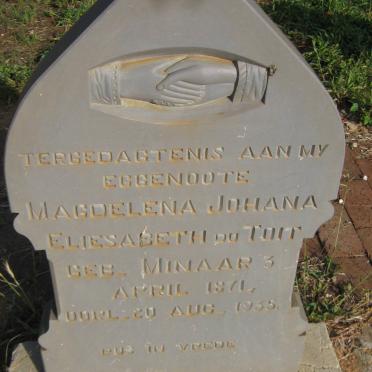 TOIT Magdelena Johanna Eliesabeth, du nee MINAAR 1871-1935