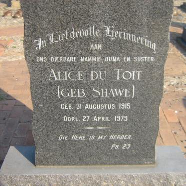 TOIT Alice, du nee SHAWE 1915-1979