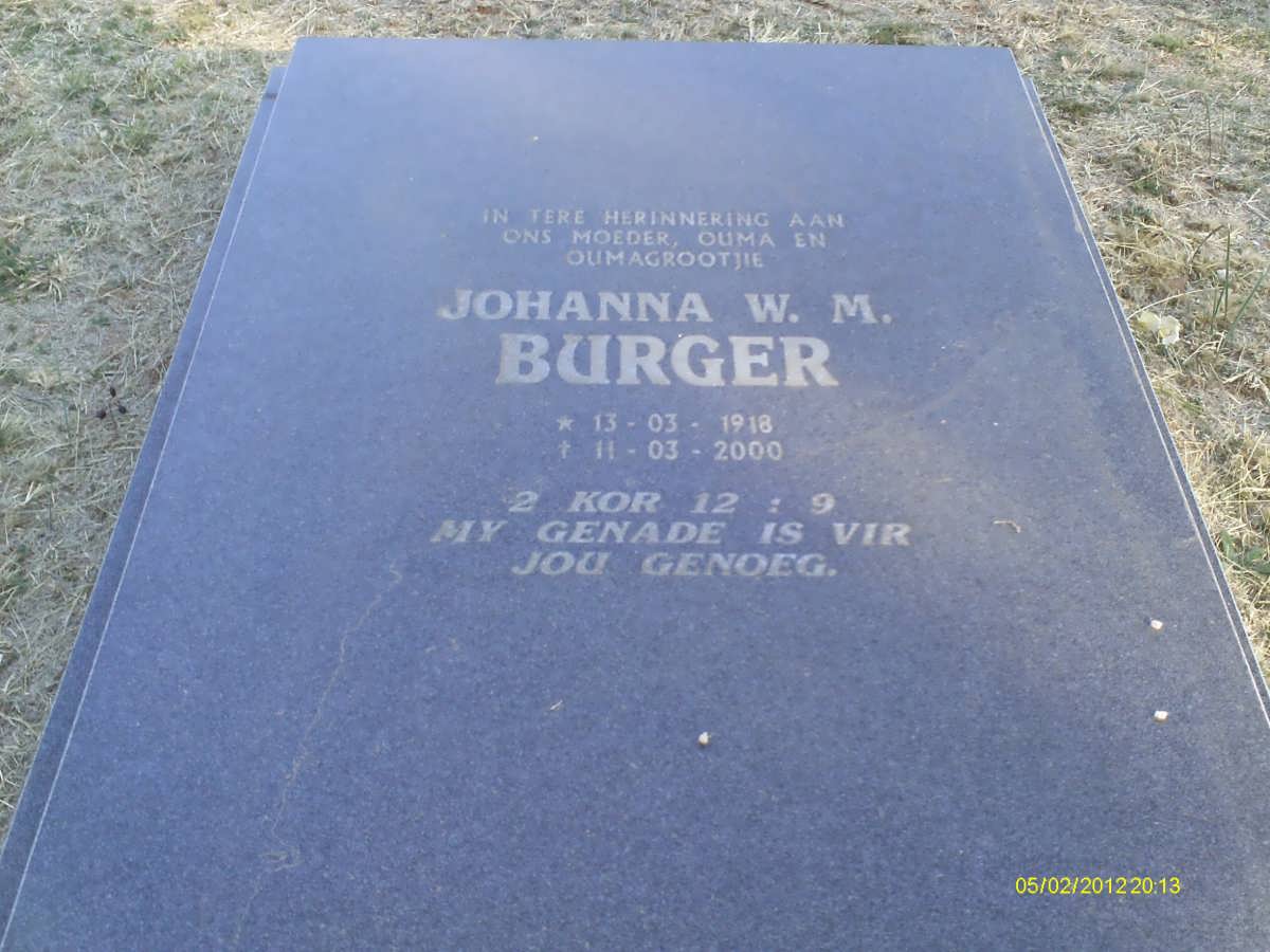 BURGER Johanna W.M. 1918-2000