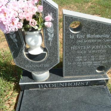 BADENHORST Hester Johanna nee VOSTER 1937-2001