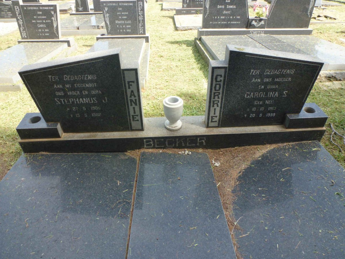 BECKER Stephanus J. 1905-1982 &amp; Caroline S. NEL 1913-1999