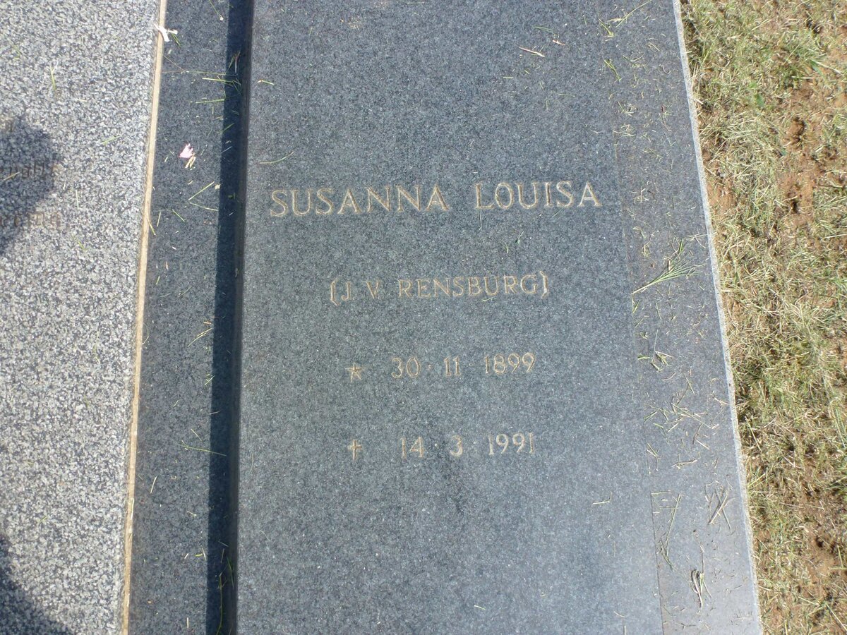 BURGER George David 1898-1978 &amp; Susanna Louisa J.V. RENSBURG 1899-1991