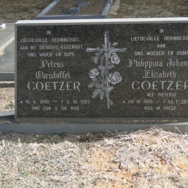 COETZER Petrus Christoffel 1940-1993 &amp; Philippina Johanna Elizabeth PIETERSE 1939-2010