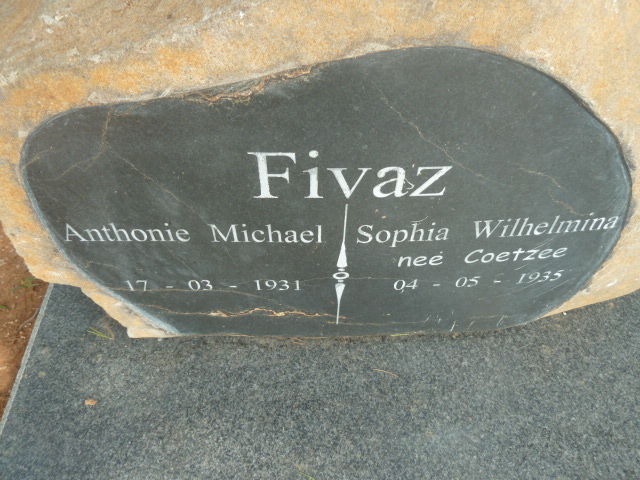 FIVAZ Anthonie Michael 1931- &amp; Sophia Wilhelmina COETZEE 1935-