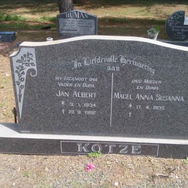 KOTZÉ Jan Albert 1934-1992 &amp; Magel Anna Susanna 1935-