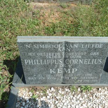 KEMP Phillippus Cornelius J. de V. 1910-1986