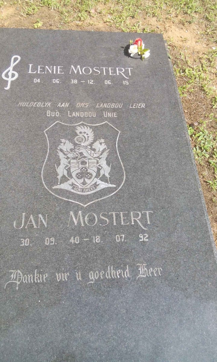 MOSTERT Jan 1940-1992 &amp; Lenie 1938-2015