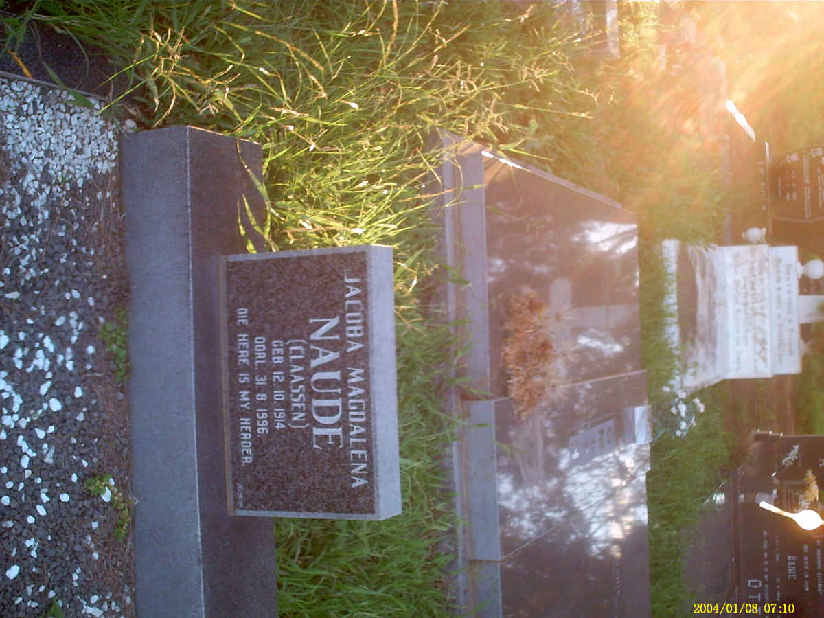 NAUDE Jacoba Magdalena nee CLAASSEN 1914-1996