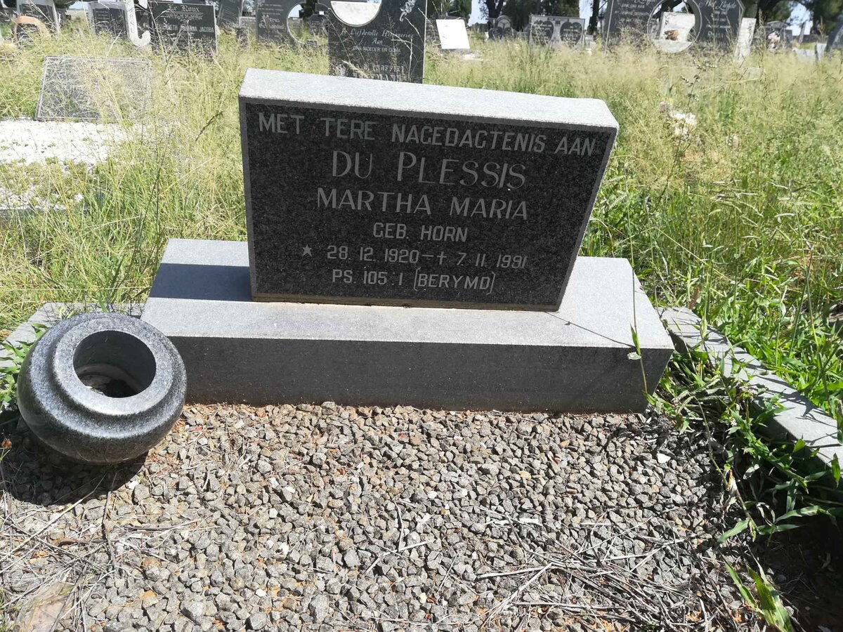 PLESSIS Martha Maria, du nee HORN 1920-1991