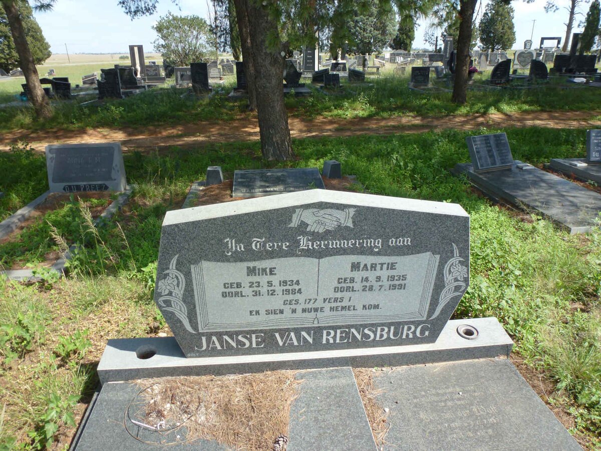 RENSBURG Mike, Janse van 1934-1984 &amp; Martie 1935-1991