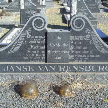 RENSBURG Michael Arnoldus, Janse van 1891-1963 &amp; Anna Susanna Magdalena PRINSLOO 1890-1969