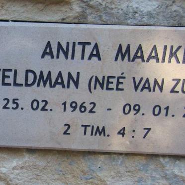 VELDMAN Anita Maaike nee VAN ZUYLEN 1962-2010
