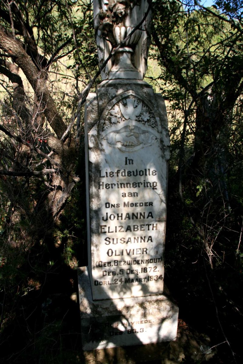OLIVIER Johanna Elizabeth Susanna nee BEZUIDENHOUT 1872-1934