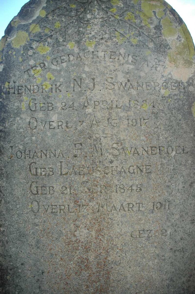 SWANEPOEL Hendrik N.J. 1834-1917 &amp; Johanna F.M. nee LABUSCHAGNE 1845-1911