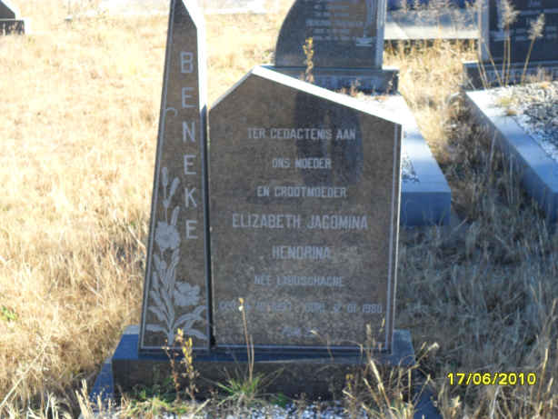 BENEKE Elizabeth Jacomina nee LABUSCHAGNE ?-1980