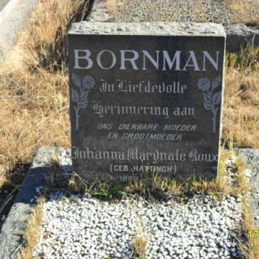 BORNMAN Johanna Maryna Le Roux nee HATTINGH 1899-1979