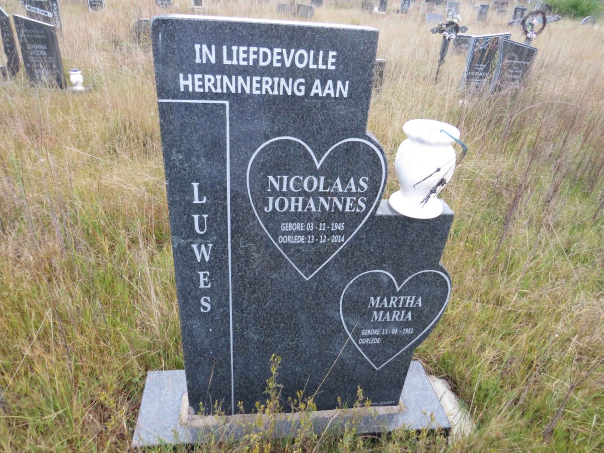 LUWES Nicolaas Johannes 1945-2014 &amp; Martha Maria 1951-