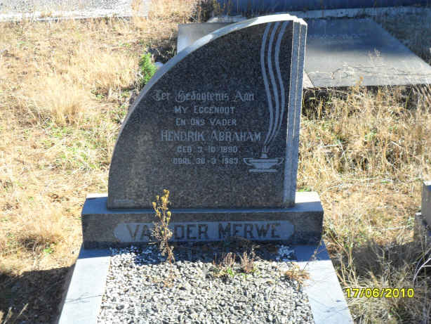 MERWE Hendrik Abraham, van der 1890-1983