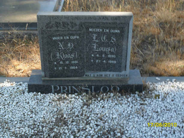 PRINSLOO N.D. 1891-1964 &amp; L.C.S. 1896-1968
