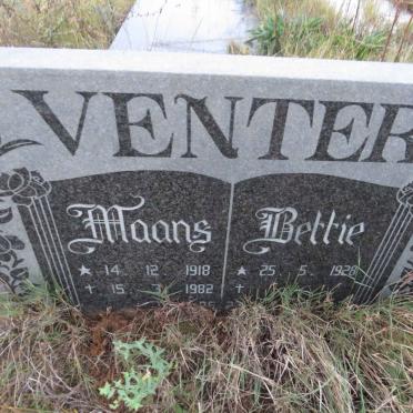 VENTER Maans 1918-1982 &amp; Bettie 1928-