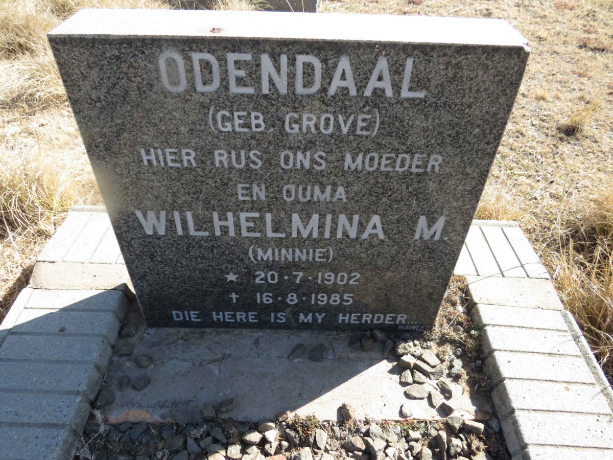 ODENDAAL Wilhelmina M. nee GROVE 1902-1985